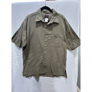 Vintage Duxbak Mens L Short Sleeve Button Up Hunting Fishing‎ Casual Shirt Olive